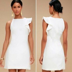 Lulu's Dress Dinah White One-Shoulder Size Medium